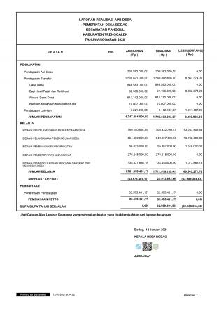 LAPORAN REALISASI APBDes TAHUN ANGGARAN 2020